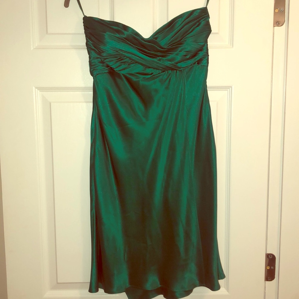 Emerald Green Silk Strapless Dress